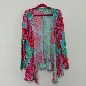 Lilly Pulitzer Girls Floral Open Front Cotton Cardigan 12-14